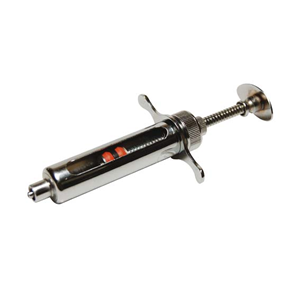 Veterinary Metal Syringe with Glass Barrel, Luer Lock Nozzle, 2ml Each