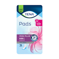 Tena Mini Plus Pads, 160mL, 256 x 94mm, White, 16 Pieces/Pack, 96 Pieces/Carton