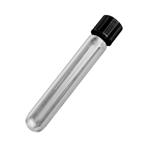 Test Tube, Glass, with Black Phenolic Recyclable Plastic Screw Cap, 13 x 100mm, 144/Pack Pack