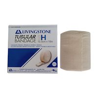 Livingstone Tubular Cotton Stockinette Bandage, Size H, Flat Width: 13.5cm Unstretched Width x 10m, 1 Roll/Box Box